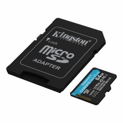 Kingston memoria microSDXC 64 GB canvas go plus gen4 200MB/s A2 U3 V30 card + ADP - SDCG4/64GB