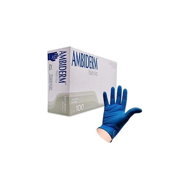 GUANTE SINTÉTICO LIBRE DE LÁTEX Y POLVO DE Nitrilo AzulROYAL