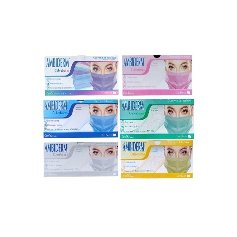 Cubre bocas Azul, Verde, Rosa, Violeta, Amarillo, Anaranjado, Blanca, Negra, Surtido