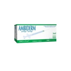 Jeringa de 3ml. Desechable con aguja montada luerlock 22G X 38mm