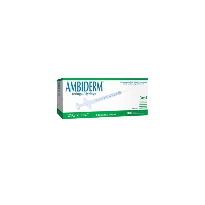 Jeringa de 3ml. Desechable con aguja montada luerlock 22G X 38mm