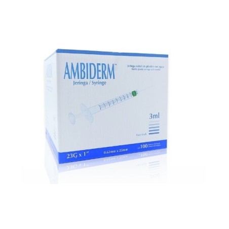 Jeringa de 3ml. Desechable con aguja montada luerlock 23G X 25mm