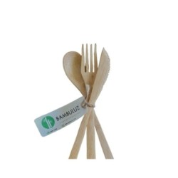 Set 3 pcs de cubiertos 20 cm de bambú