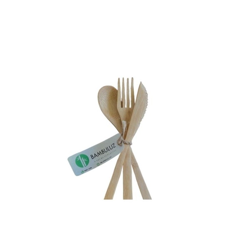 Set 3 pcs de cubiertos 20 cm de bambú