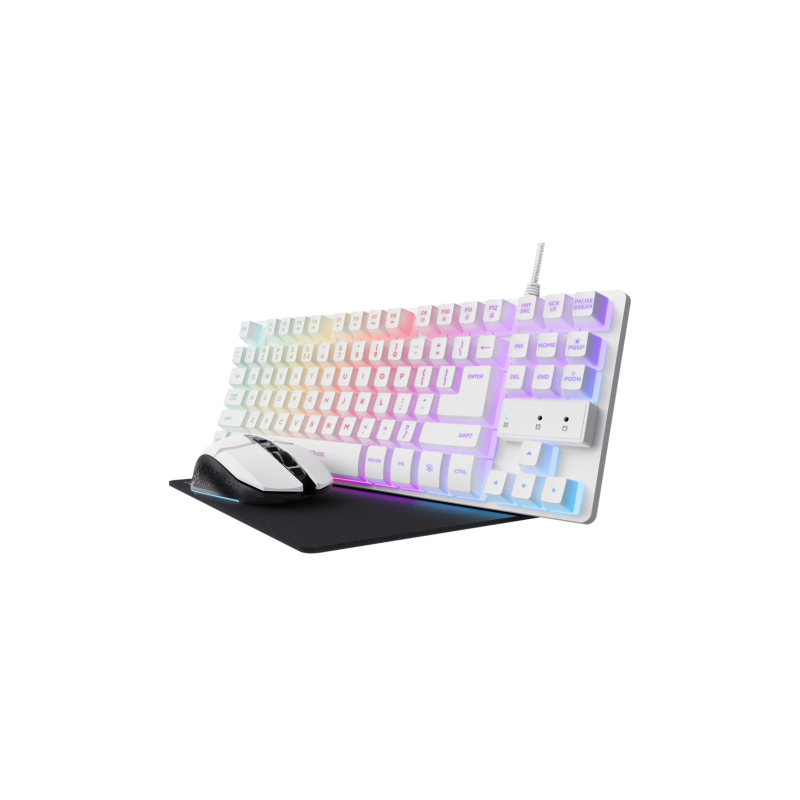 Trust teclado mouse y almohadilla gamer color blanco en español - 25233