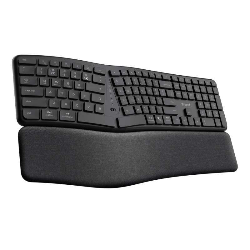 Trust keyra teclado inalambrico multidispositivo ergonomico US - 25459