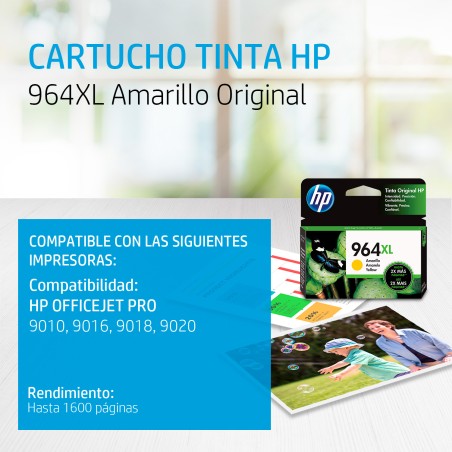 HP cartucho tinta 964XL amarillo alto rendimiento  3JA56AL