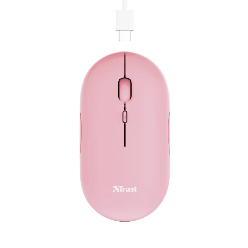 Trust  mouse recargable inalambrico silencioso color rosa con - 24125