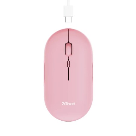 Trust  mouse recargable inalambrico silencioso color rosa con - 24125