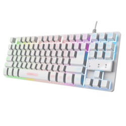 Trust teclado en español para gaming metálico LED multicolor  GXT 833 Thado TKL color blanco - 24739
