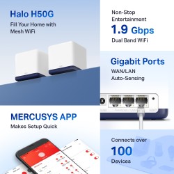 TP-link router Mercusys Sistema AC1900 Mesh Wi-Fi-Halo H50G(2-pack)