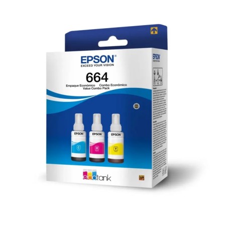 Epson botella de tinta T664 pack de 3 colores cian magenta y amarillo - T664520-3P