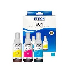 Epson botella de tinta T664 pack de 3 colores cian magenta y amarillo - T664520-3P
