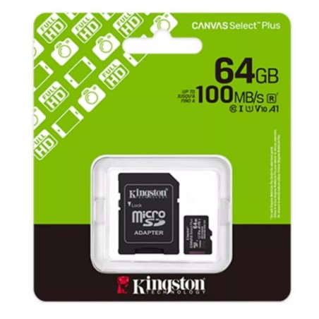 Kingston tarjeta de memoria Micro SD canvas select plus c/adaptador - SDCS3/64GB