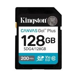 Kingston tarjeta de memoria 128GB SDXC Canvas Go Plus Gen4 200MB/s C10 UHS-I U3 V30 - SDG4/128GB