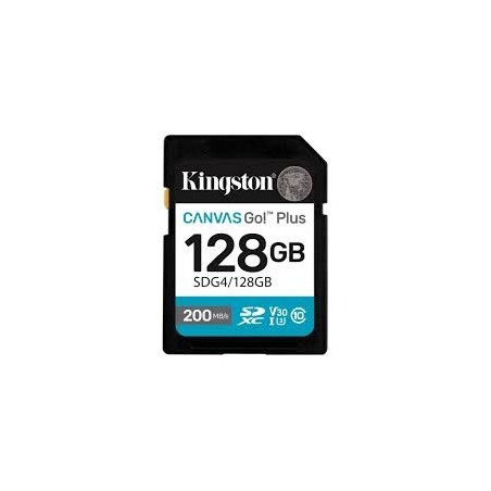 Kingston tarjeta de memoria 128GB SDXC Canvas Go Plus Gen4 200MB/s C10 UHS-I U3 V30 - SDG4/128GB