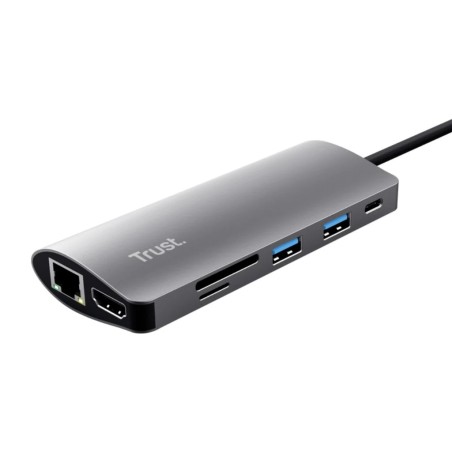 Trust adaptador 7-en-1 USB-C- HDMI- red-lector de tarjetas USB-C y USB - 23775