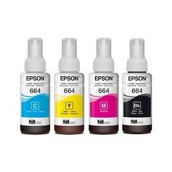 Epson botella de tinta T664 pack completo de 4 colores negro cian magenta y amarillo - T664520-4P
