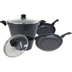 Westinghouse juego de 2 ollas 2 sartenes  de aluminio forjado  acabado marmol de 6 piezas - WCCS000906AMBB