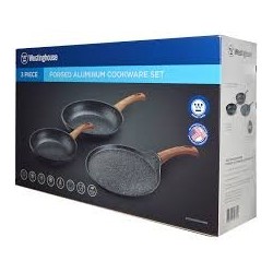 Westinghouse juego sartenes 3 piezas 20 cm- 26 cm y 28 cm de aluminio forjado antiaherentes acabado en mármol - WCCS003203AMBB