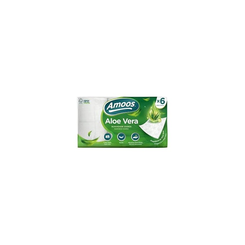Amoos papel higienico decorado 6 rollos paq x 7 aloe vera 165 hjs 3 capas (20mtrs) - H632002