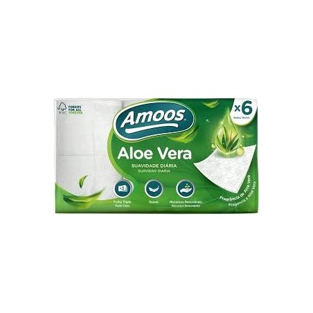 Amoos papel higienico decorado 6 rollos paq x 7 aloe vera 165 hjs 3 capas (20mtrs) - H632002
