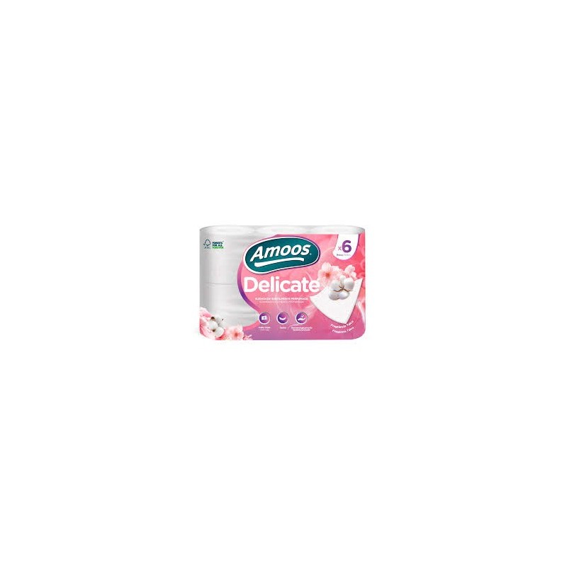 Amoos papel higienico decorado 6 rollos paq x 7delicate 165 hjs 3 capas (20mtrs) - H632075