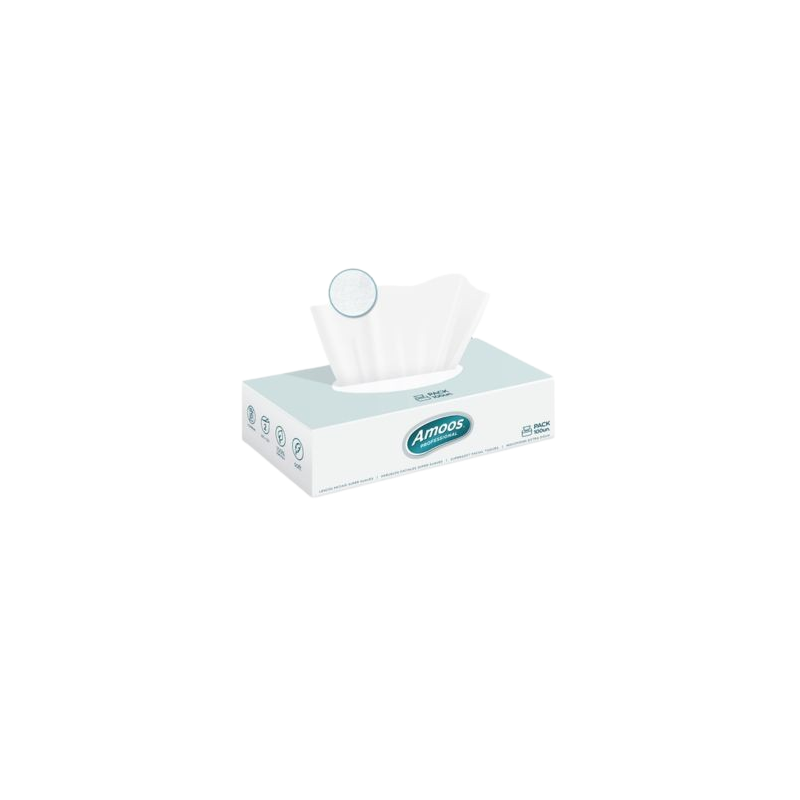 Amoos pañuelos faciales de papel desechable cosmetico 70 X 3 capas caja de 24unds- F622701