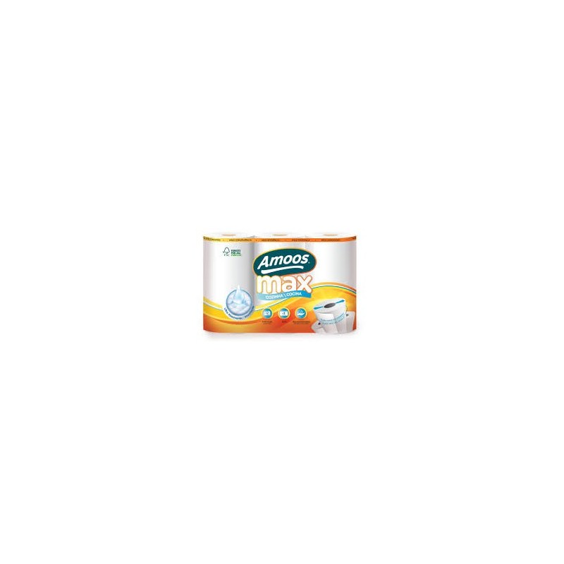 Amoos toalla de cocina MAX 3 pack 90 hjs dobles ( 22 mtrs) paq x 7 - C622202