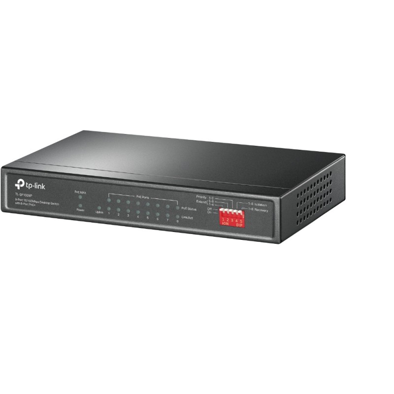 TP-link switch omada de escritorio de 9 puertos a 10 / 100Mbps con 8 puertos PoE+ - TL-SF1009P
