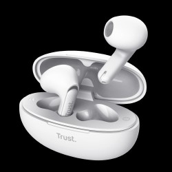 Trust audifonos bluetooth intraaurales color blanco microf c/cancelacion de ruido - 25173