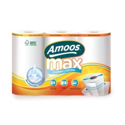 Amoos toalla de cocina MAX 3 pack 90 hjs dobles ( 22 mtrs) paq x 7 - C622202