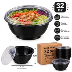 Bowl plastico negro 32oz