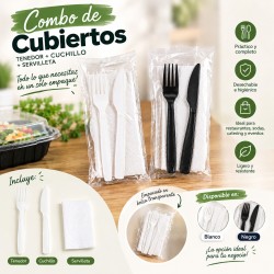 Combo de cubiertos desechables 3 en 1