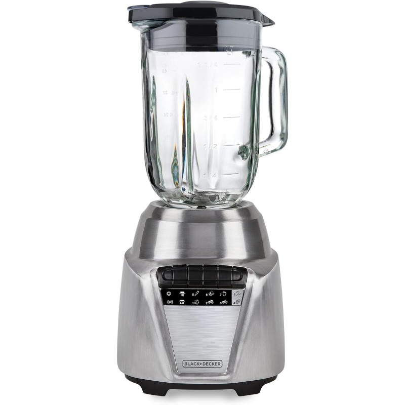 Black + Decker Licuadora Acero Inoxidable 700 Watts, 8 Veloc. Jarra vidrio 1.25L BL0876-2SDLA