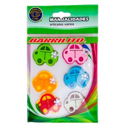 Barrilito calcomania de fieltro fs091 carros 6 piezas