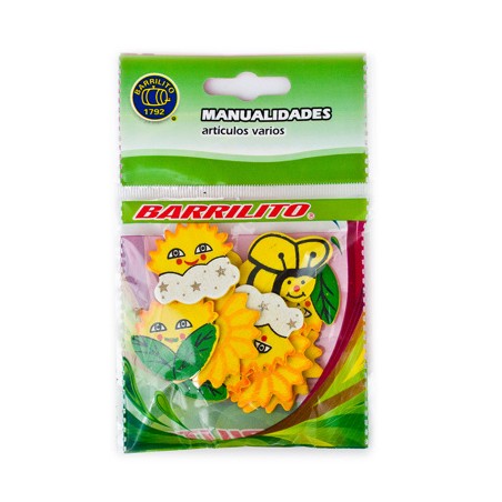 Barrilito calcomania de madera flores y abejas ws003 10 piezas